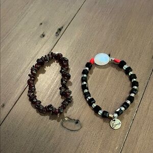 Black and Red and dark purple Beaded Bracelets Set​
